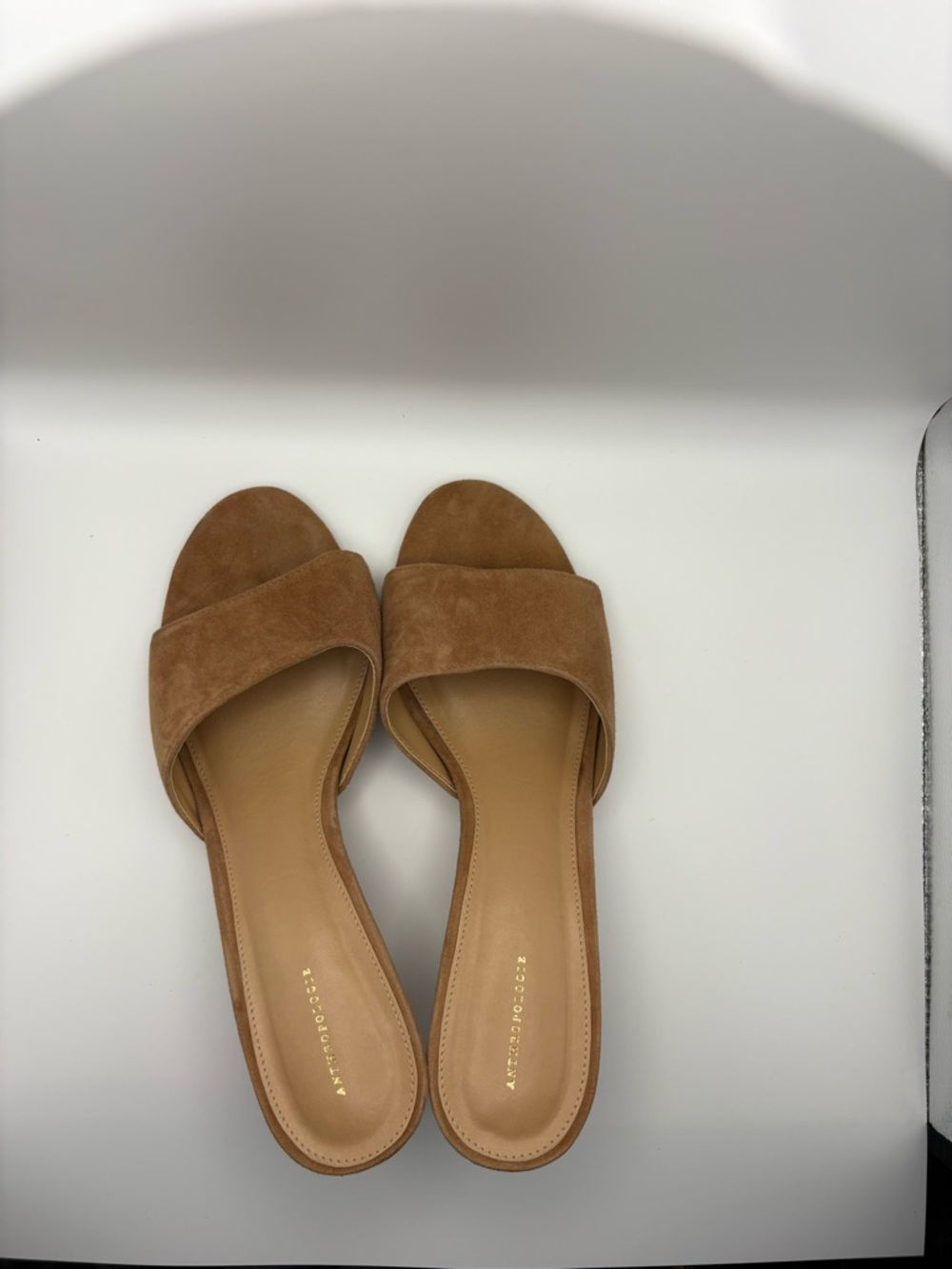 Anthropologie Tan Suede Slide Heels - Picture 6 of 9